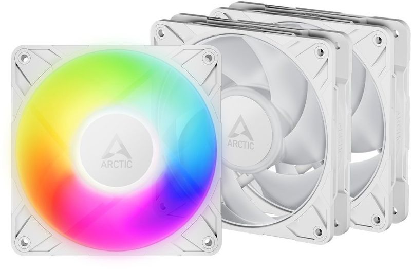 ARCTIC P12 Pro A-RGB (biela) 3-Pack - 120mm A-RGB PWM ventilátor s rozdeľovačom káblov