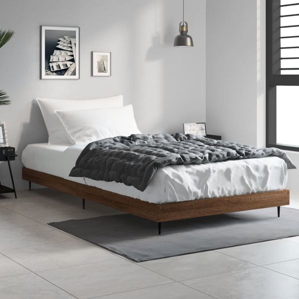 vidaXL Posteľný rám bez matraca hnedý dub 90x200 cm kompozitné drevo