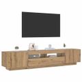 vidaXL TV skrinka s LED svetlami, dubový drevený remeselník, 200x35x40 cm, imitácia dreva