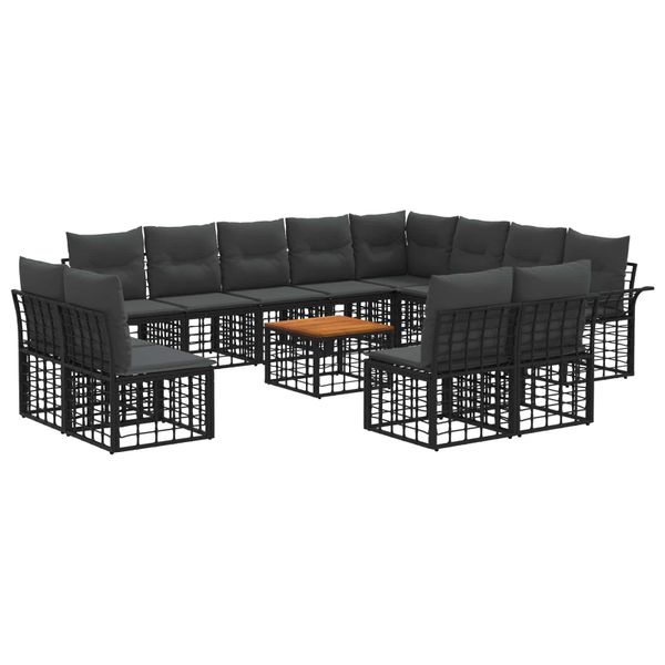 vidaXL Záhradná súprava gaučov 13 pcs Čierna a tmavošedá Polyester