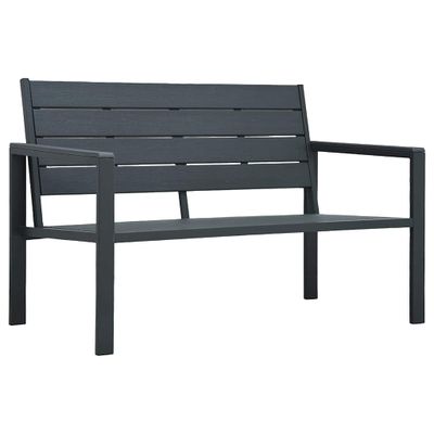 vidaXL Záhradná lavička 120 cm, HDPE, sivá, drevený vzhľad