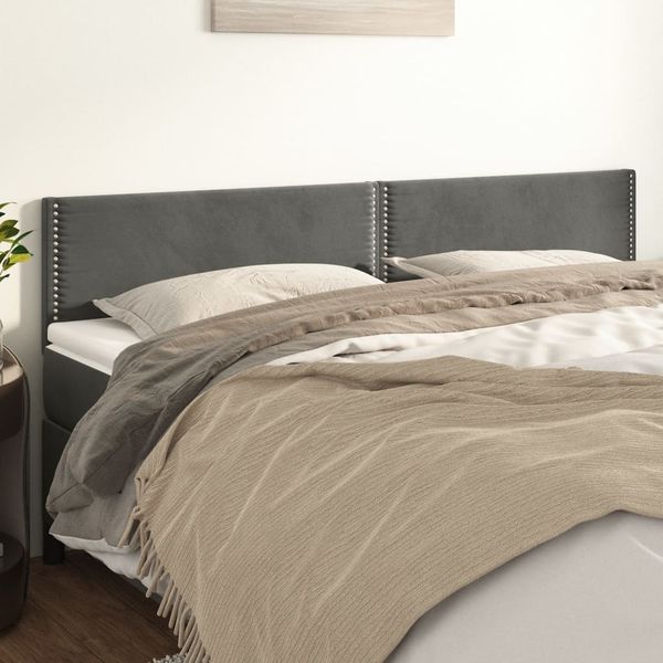 vidaXL Čelá postele 2 ks tmavosivé 100x5x78/88 cm zamat