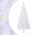 vidaXL Umelý vianočný stromček s 300 LED-i Biela 240 cm PVC a oceľ