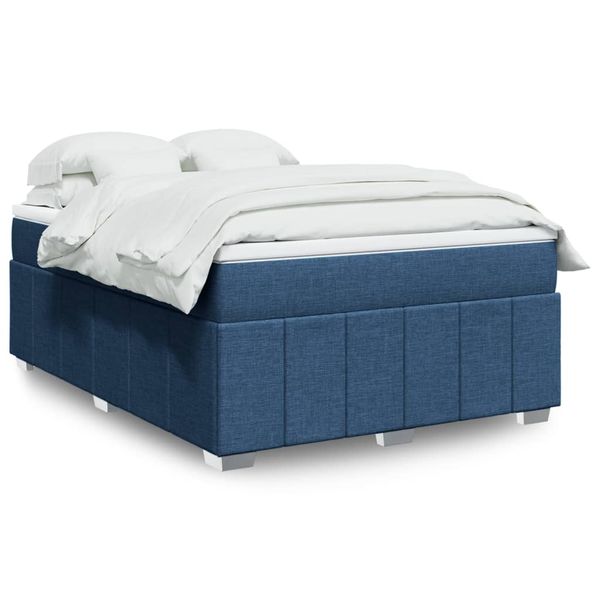 vidaXL Posteľný rám boxspring s matracom modrý 140x200 cm látka