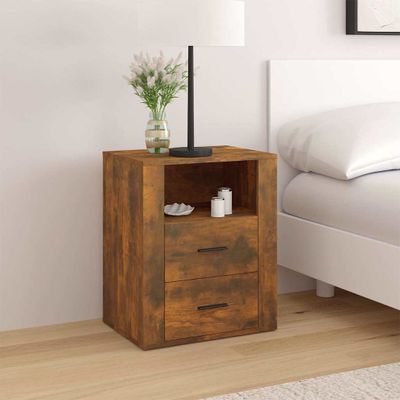 vidaXL Nočný stolík dymový dub 50x36x60 cm spracované drevo