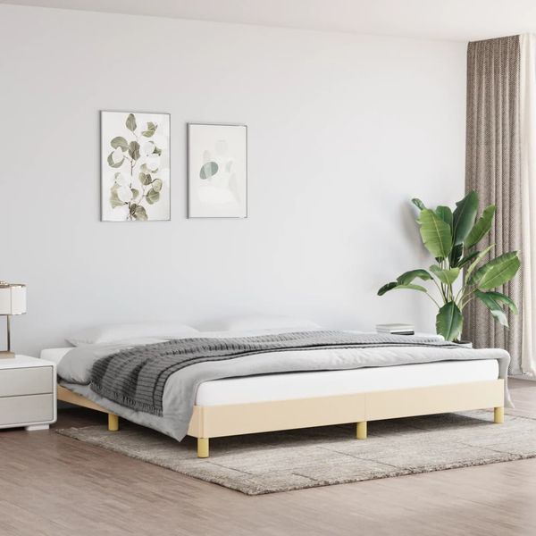 vidaXL Posteľ bez matraca krémová 200x200 cm látka
