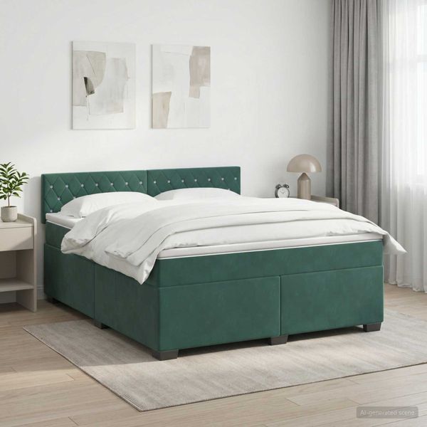 vidaXL Posteľ boxspring s matracom Tmavozelená 140 x 200 cm Zamat