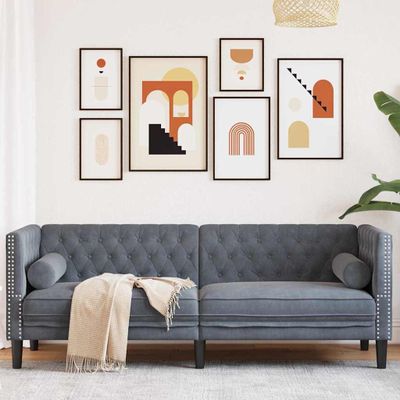 vidaXL Pohovka Tmavo šedá 194 x 74,5 x 70,5 cm Zamat