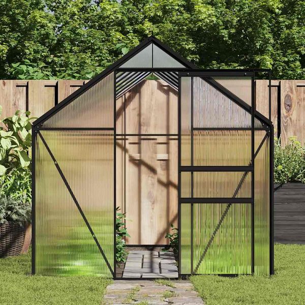 vidaXL Skleník s podkladovým rámom, antracitový, hliník 8,17 m²