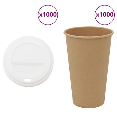 vidaXL papierové šálky na kávu s viečkom 1000 ks 16oz 400ml
