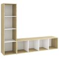 vidaXL TV skrinky 2 ks, biela+sonoma 142,5x35x36,5cm, kompozitné drevo