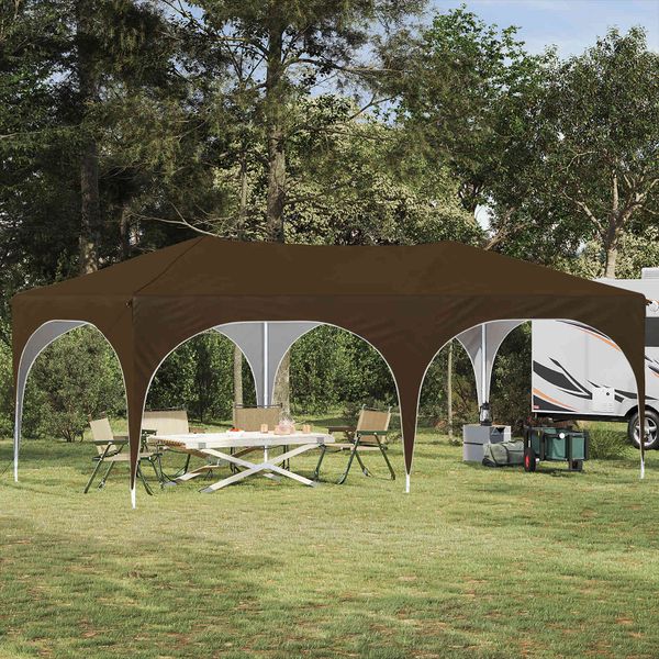 vidaXL Prístrešok na párty 575 x 288 x 245 cm Sivohnedá