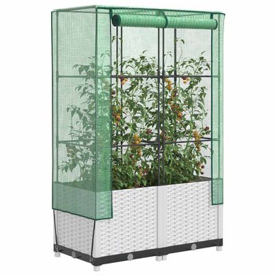 vidaXL Záhon s krytom na skleník ratanový vzhľad 80x40x138 cm
