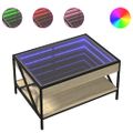 vidaXL Konferenčný stolík s nekonečnými LED dub sonoma 70x50x38 cm