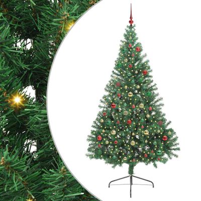 vidaXL Umelý predsvietený vianočný stromček Zelená 210 cm PVC