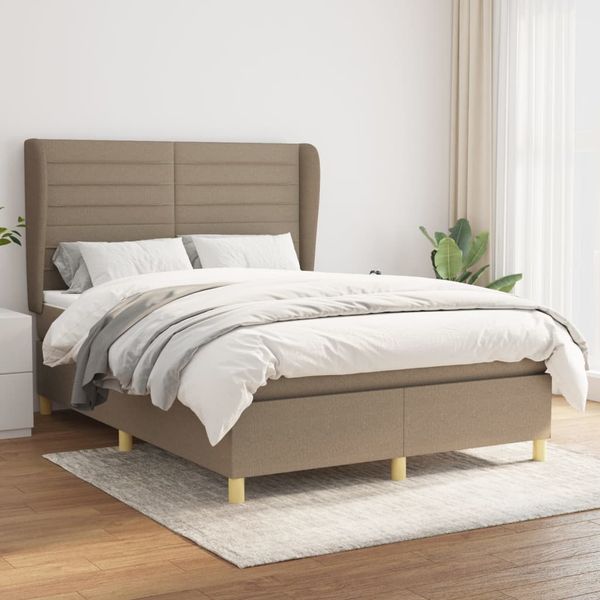 vidaXL Boxspring posteľ s matracom sivohnedý 140x190 cm látka