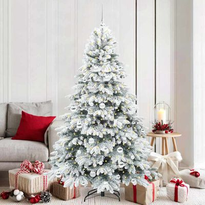 vidaXL Umelý vianočný stromček s 300 LED-i Biela 180 cm PE a PVC