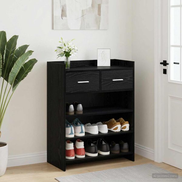 vidaXL Skriňa na topánky 73,5 x 36 x 92 cm Kompozitné drevo Čierny dub