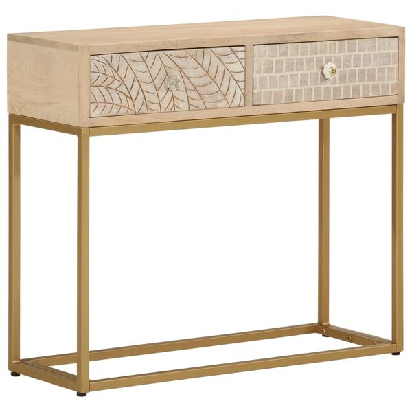 vidaXL Konzolový stolík 90x30x76 cm mangovníkový masív a železo