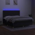 vidaXL Posteľ boxsping s matracom a LED čierna 180x200 cm látka