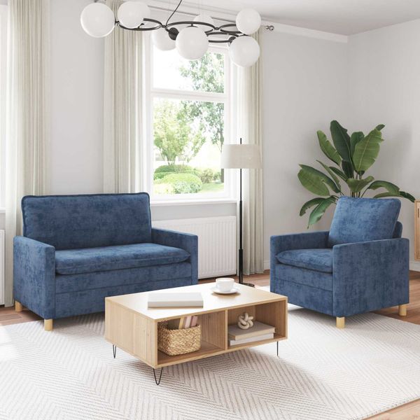 vidaXL Sada pohoviek 2 pcs Modrá Polyester