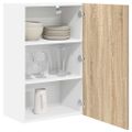 vidaXL Závesná skrinka Sonoma dub a biela 50 x 31 x 80 cm