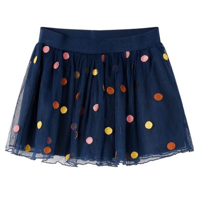 Detská tylová sukňa s polka bodkami námornícka modrá 104