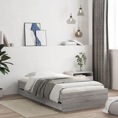 vidaXL Posteľný rám so zásuvkami sivý sonoma 75x190cm kompozitné drevo