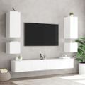 vidaXL 6-dielne TV nástenné skrinky s LED svetlami biele