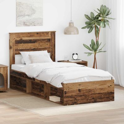 vidaXL Rám postele Staré drevo 90 x 200 cm Masívne borovicové drevo