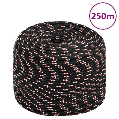 vidaXL Lodné lano čierne 6 mm 250 m polypropylén