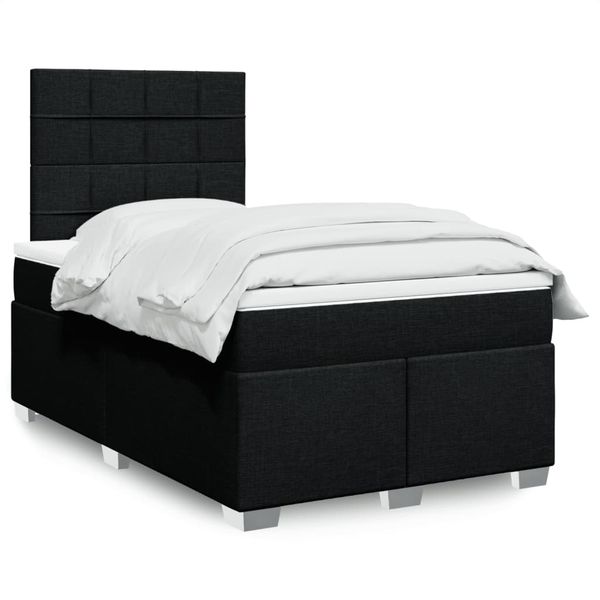 vidaXL Boxspring posteľ s matracom čierna 120x190 cm látka