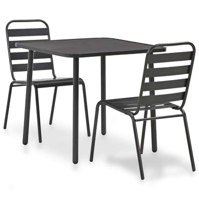vidaXL 3-dielna bistro súprava tmavo-sivá oceľová