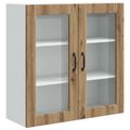 vidaXL Nástenný sklenený kabinet PORTO Remeselný dub 80 x 31 x 80 cm