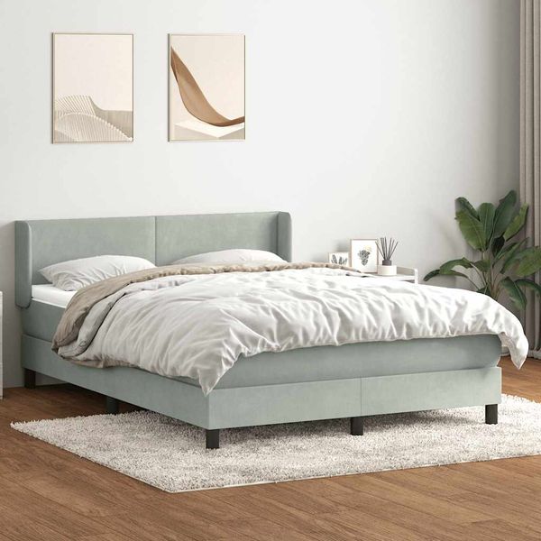 vidaXL Posteľný rám boxsping s matracom bledosivý 160x210 cm zamat