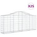 vidaXL Oblúkové gabionové koše 25ks 200x30x80/100cm pozinkované železo