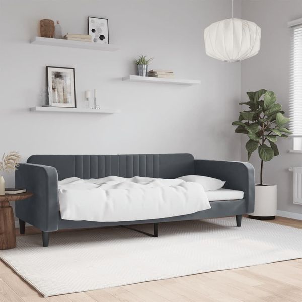vidaXL Posteľný rám s matracom tmavosivý 90x190 cm zamat