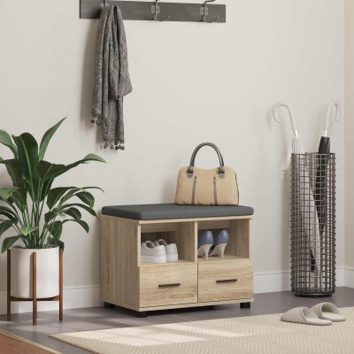 vidaXL Predsieňová lavica s vankúšom Sonoma dub 60 x 38 x 46 cm