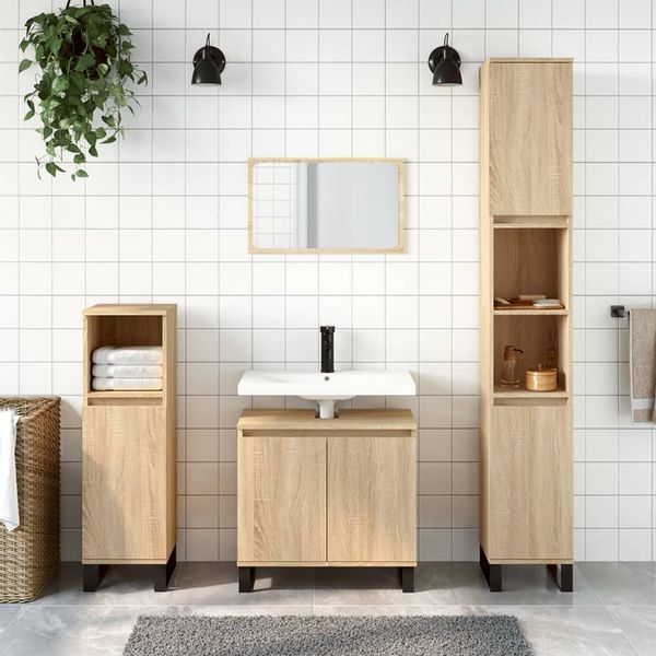 vidaXL Skrinka do kúpeľne dub sonoma 30x30x190 cm spracované drevo