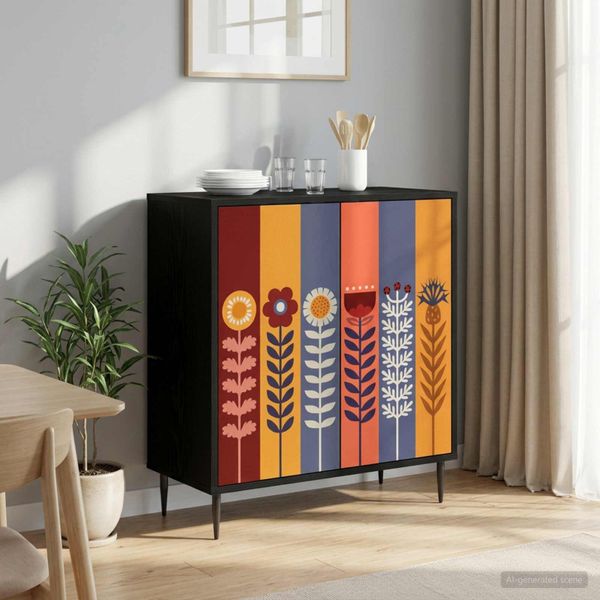 vidaXL Servírovacia skriňa ESSEN Čierny dub 69 x 33 x 76 cm