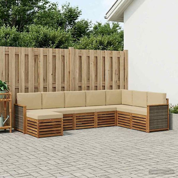 vidaXL Záhradná súprava gaučov s vankúšom 6 pcs Prírodná