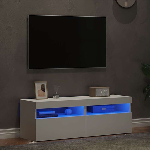 vidaXL TV skrinky s LED svetlami biele 60x35x40 cm