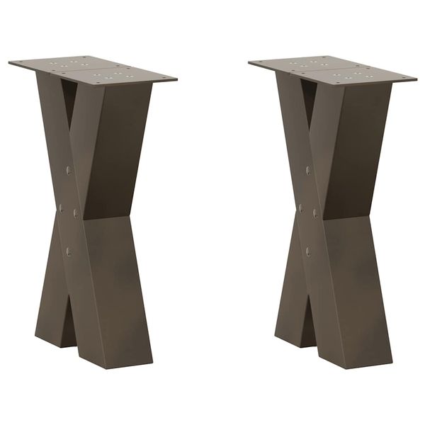 vidaXL Nohy konferenčného stolíka v tvare X, 2 ks, prírodná oceľ, 38 x (42-43) cm, oceľ