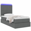 vidaXL LED úložná posteľ s matracom Tmavosivá 100 x 200 cm Látka
