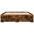vidaXL Posteľný rám so zásuvkami dymový dub 135x190cm kompozitné drevo