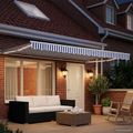 vidaXL Ručný rám markízy s LED Modrá a biela 4 × 3,5 m