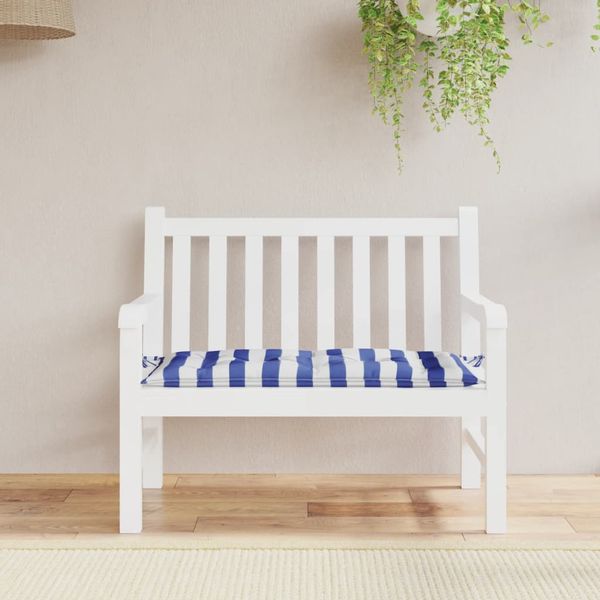 vidaXL Podložka na záhradnú lavičku modro-biele pruhy 110x50x7cm látka