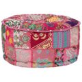 vidaXL Patchwork taburetka z bavlny okrúhla 40x20 cm ružová