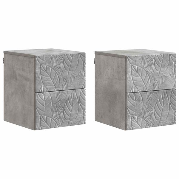 vidaXL Nástenná nočná skrinka 2 pcs Betónovo sivá 34,5 x 33 x 40 cm