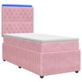 vidaXL LED boxspring posteľ s matracom Ružová 90 x 200 cm Zamat